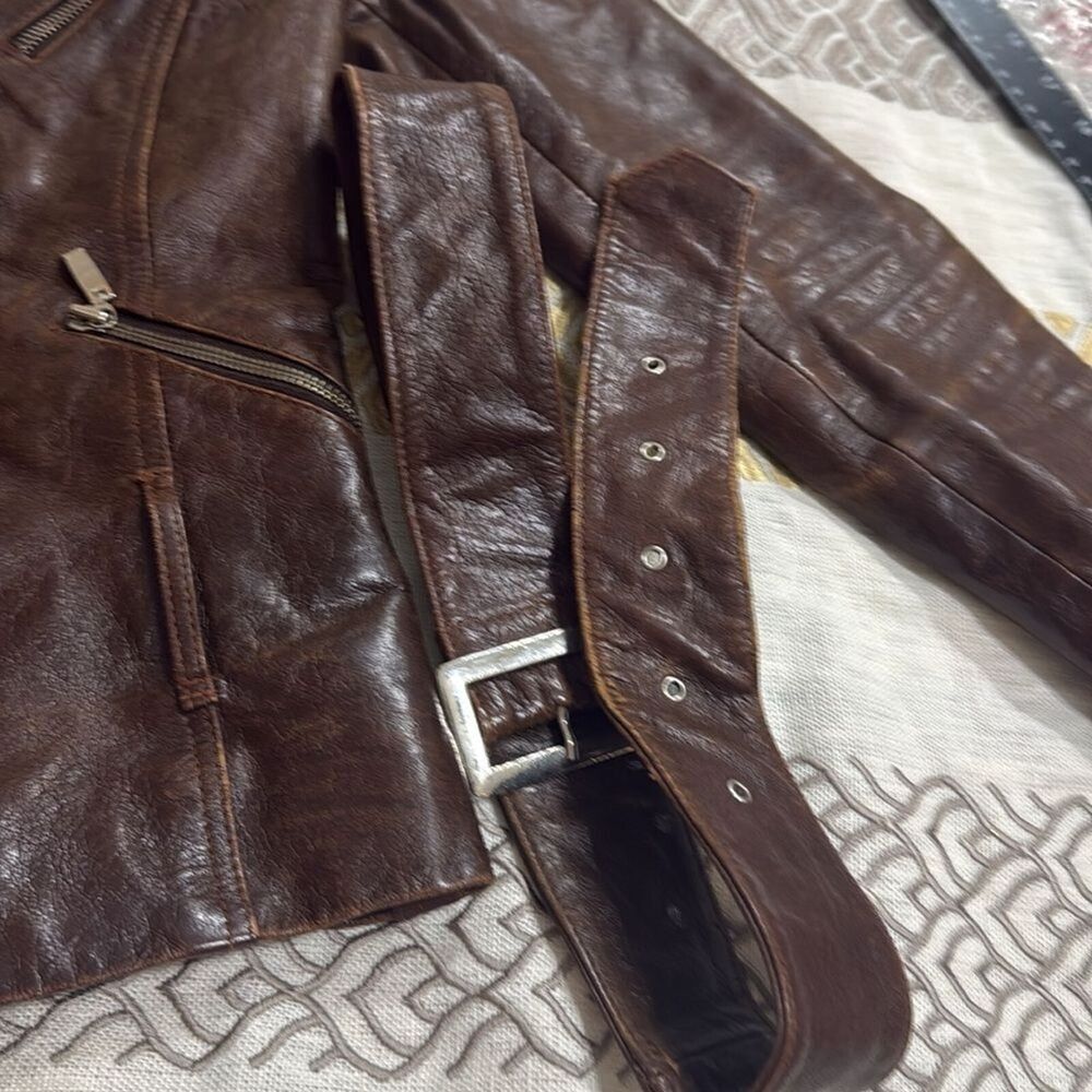 (P1) Ashwood Vintage Y2K Multi-Pocket Biker Leather Jacket Size S - Picture 7 of 16